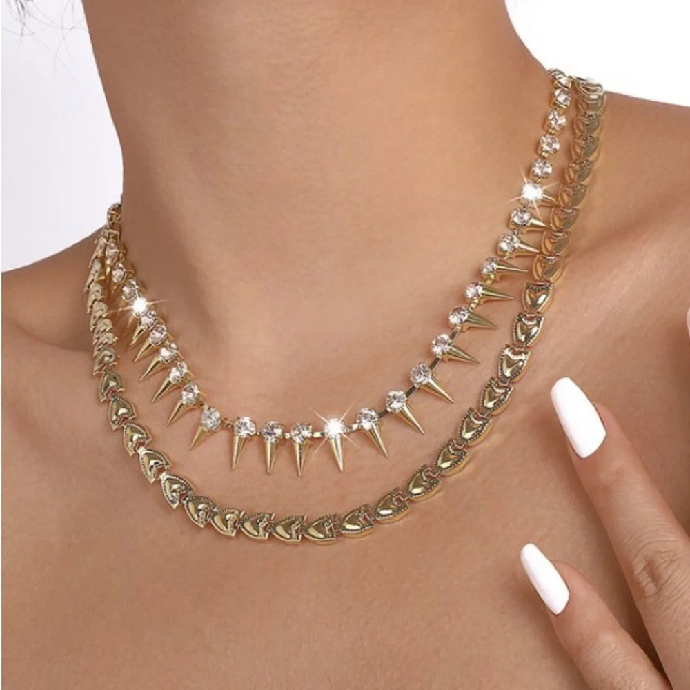 Rivet Rhinestone Necklace - Picture 1 of 3